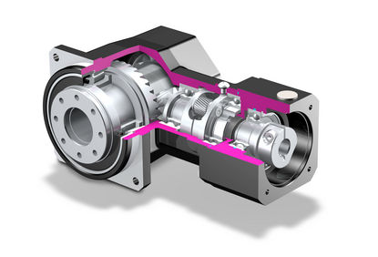 Reductor acodado con brida ISO y eje hueco