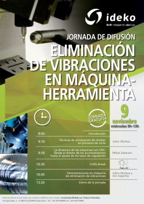 Abierto el plazo de inscripción para la jornada de 'Eliminación de vibraciones en máquina-herramienta'