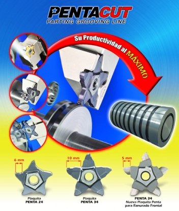 Plaquita de precisión de 5 filos para ranurado y tronzado Pentacut de Iscar