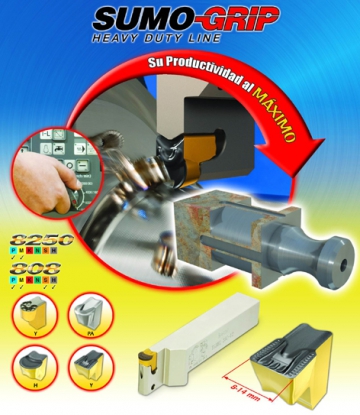 Plaquita Sumogrip para optimizar la productividad en torneado y ranurado pesado