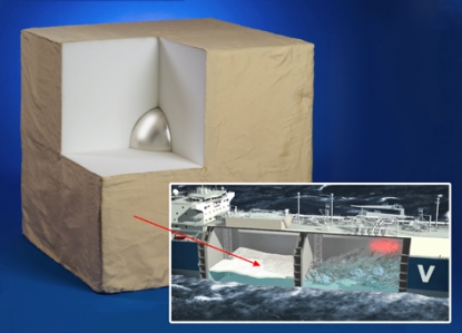 Manta fabricada a partir de bloques de espuma que impide el desplazamiento de líquidos