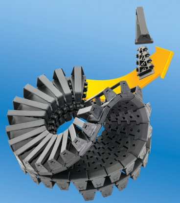 Cadena portacables para movimientos rotacionales de hasta 7.000 grados