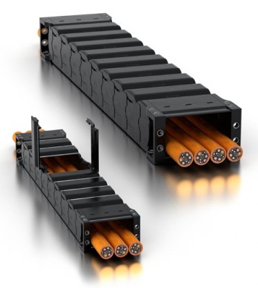 Tubo portacables fabricado en plástico con un diseño compacto y resistente a las virutas