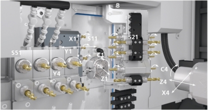 Torno versátil Swiss GT 26 de Tornos, ahora con eje B