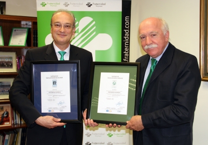 Fraternidad-Muprespa recibe de Aenor las certificaciones de Calidad ISO 9001 y de Gestión Ambiental ISO 14001