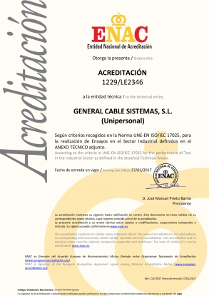 Los laboratorios de fuego de General Cable reciben la acreditación Enac para ensayos CPR