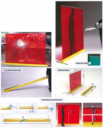 Pantalla de protección móvil para puestos de soldadura y de amolado