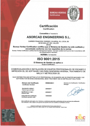AsorCAD Engineering, S.L. certifica su sistema de gestión de calidad ISO 9001