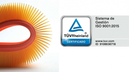 Filtros Cartés recibe un certificado de calidad otorgado por TÜV Rheinland acorde a la norma ISO 2001:2015