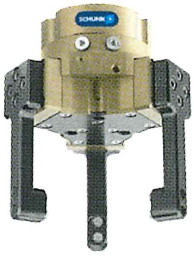 Pinza neumática céntrica de tres dedos sellada con grado de protección IP67