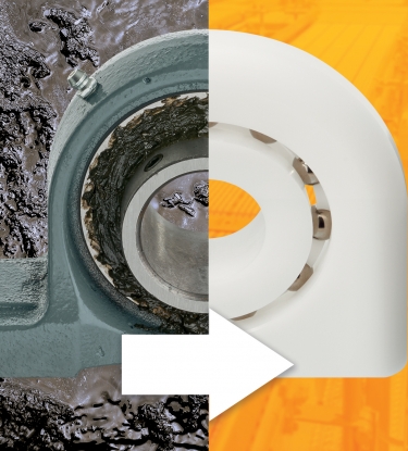 Los rodamientos plásticos de bolas igus tipo pedestal sustituyen a las soluciones metálicas