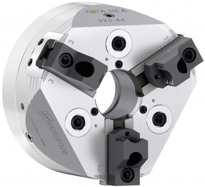 Plato para torno automático, de bajo mantenimiento, con lubricación permanente y agujero pasante