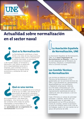 UNE publica un informe subrayando el papel de las normas en el sector naval