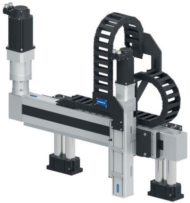 Pórtico lineal con un eje eléctrico de correa dentada horizontal y un eje eléctrico de husillo vertical