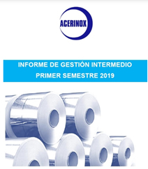 Acerinox mejora un 13% sus resultados durante el segundo trimestre de 2019