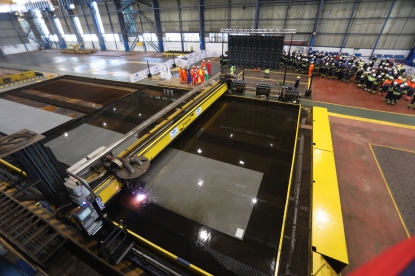 Navantia Puerto Real corta la primera chapa para la subestación eléctrica de Noruega