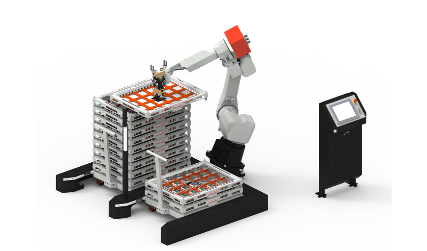 Solución simple para la carga y descarga automática de torno o fresadora Robojob