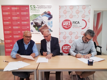 Se firma el Convenio Colectivo de la Industria Transformadora de Plásticos de la provincia de Valencia para 2019-2021