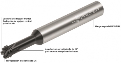 Fresa helicoidal de roscar y taladrar para el mecanizado en materiales endurecidos
