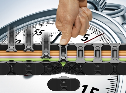 Cadena portacables ligera pequeña, resistente y de llenado rápido para largas carreras autosoportadas