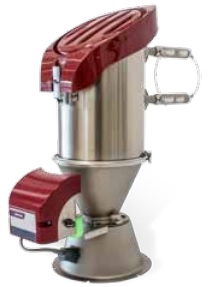 Dispositivo basado en alimentadores centrales de material con válvulas de cierre de descarga