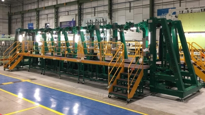 Finalizada la instalación de la grada de montaje flexible para elementos EWIRA en Aciturri Assembly Sevilla