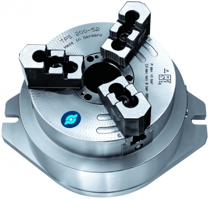 Chuck para torno de 3 garras neumático y con gran paso de barra