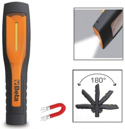 Lámpara LED articulada recargable con cuerpo de caucho antideslizante