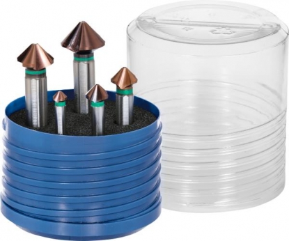 Juego de 5 avellanadores cónicos de precisión con 3 superficies de apriete