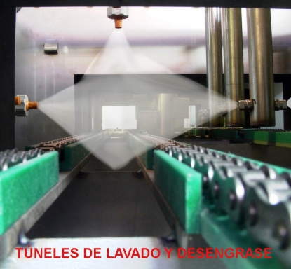 Máquinas para desengrasar, lavar, decapar, pasivar, fosfatar y secar en continuo todo tipo de piezas industriales