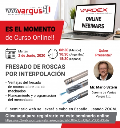 Webinar sobre fresado de roscas en castellano