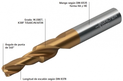 Broca de metal duro integral para chaflanar de aplicación universal y rendimiento potente