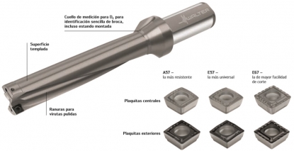 Broca con plaquitas de corte que ofrece un rendimiento y una precisión insuperables