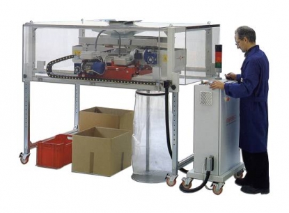 Paletizador automático para el almacenamiento de piezas en recipientes de distintos tamaños, material o forma