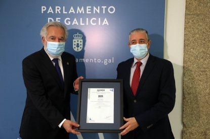 El Parlamento de Galicia, certificado por Aenor por sus protocolos de prevención frente a la COVID-19