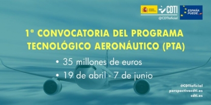 Publicada la primera convocatoria del Programa Tecnológico Aeronáutico con 35 millones de euros en subvenciones
