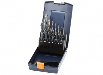 Juego de machos de roscar y brocas espirales