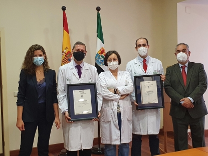 El Hospital Universitario de Badajoz recibe dos certificaciones de Gestión de Calidad de Aenor