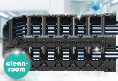 igus presenta un nuevo diseño de cadena portacables contra el desgaste para salas blancas