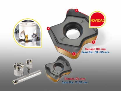 Fresas de gran avance con plaquitas helicoidales con cuatro filos de corte