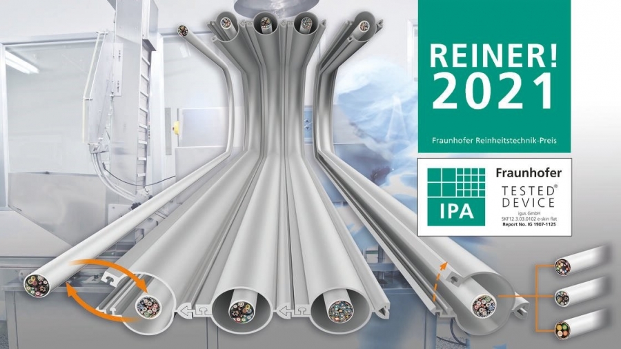 igus gana el premio REINER! con una cadena portacables para salas blancas de alto rendimiento