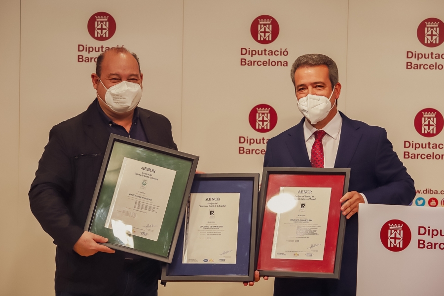 La Diputación de Barcelona renueva las certificaciones de Aenor en Seguridad y Salud, Calidad y Medio ambiente