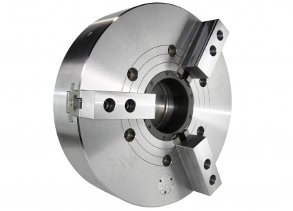 Plato automático de 3 garras de 610 mm con paso de barra de 165 mm