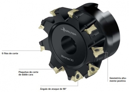 Fresa de escuadrar con plaquitas de corte triangulares de doble cara