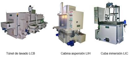 Máquinas y sistemas de limpieza para lavar, desengrasar y otros tratamientos superficiales