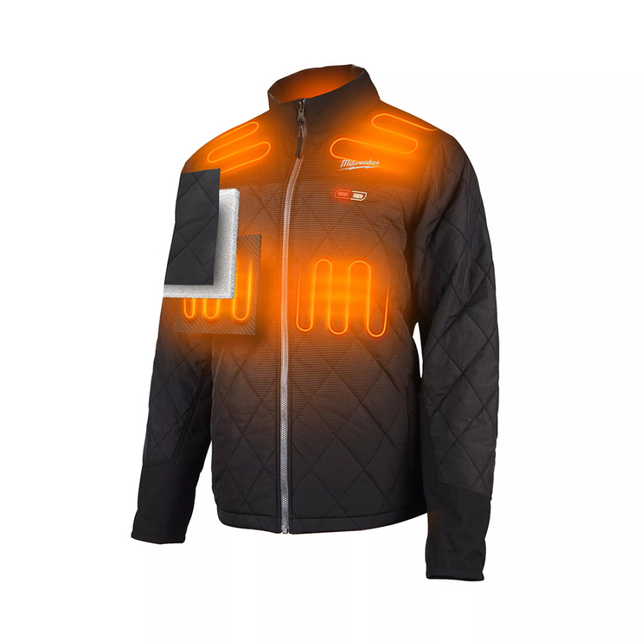 Chaqueta negra acolchada y calefactada