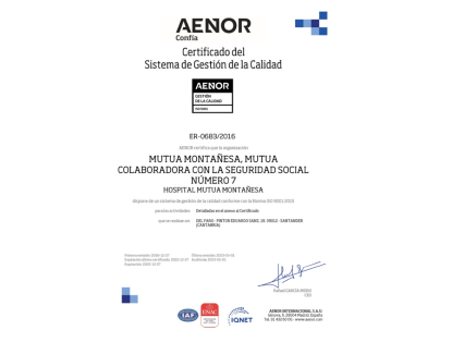 El Hospital Mutua Montañesa de Santander renueva el certificado de calidad ISO 9001:2015