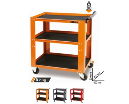 Carro con 3 estantes forrados con caucho milrayas