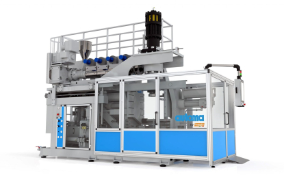 Máquina de moldeo por extrusión y soplado de 28 t con cabezal acumulador