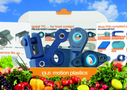 igus ofrece una gama de cojinetes plásticos para el contacto directo con alimentos